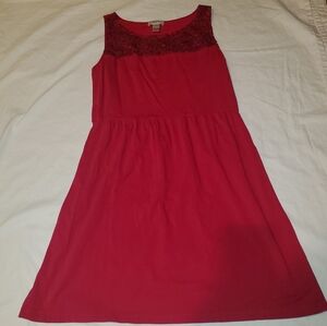Loft red dress lace accents